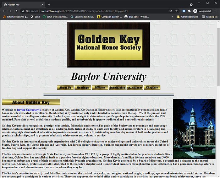 Dallas Maids - Old website for the Golden Key International Honour Society from Baylor University.
