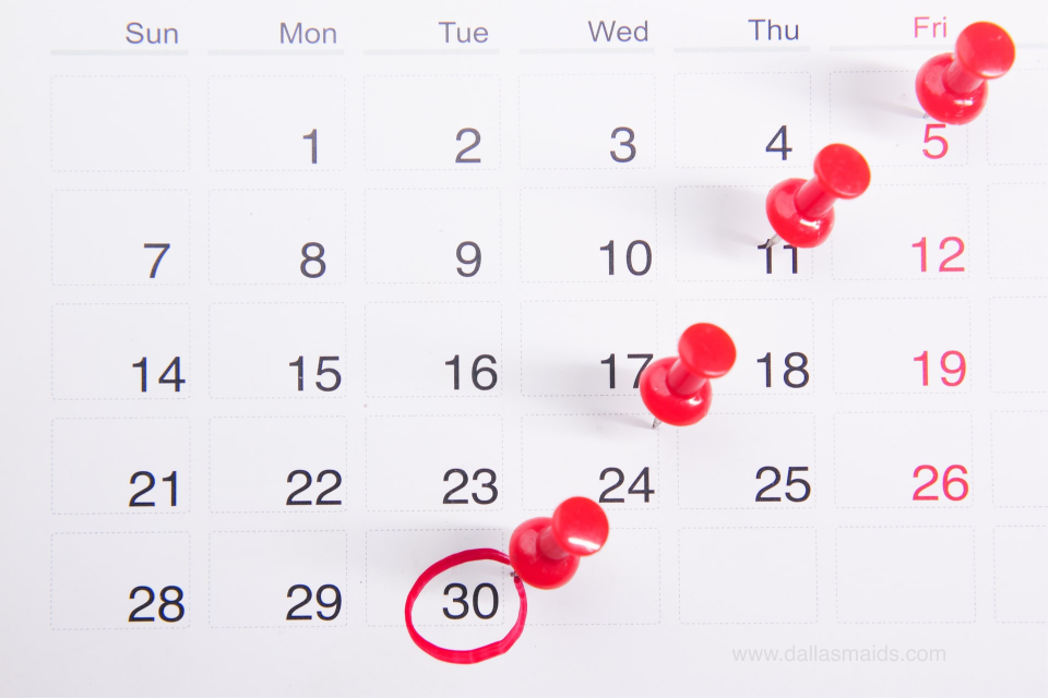 Month Calendar With Red Pins